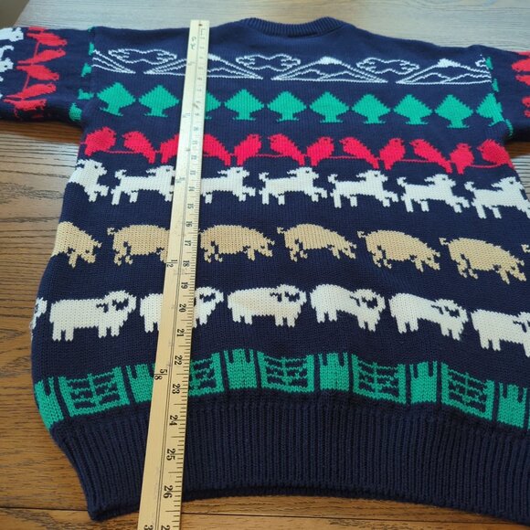 Kotare New Zealand Vintage intarsia sweater wool sheep pig farm animal country - Picture 16 of 16